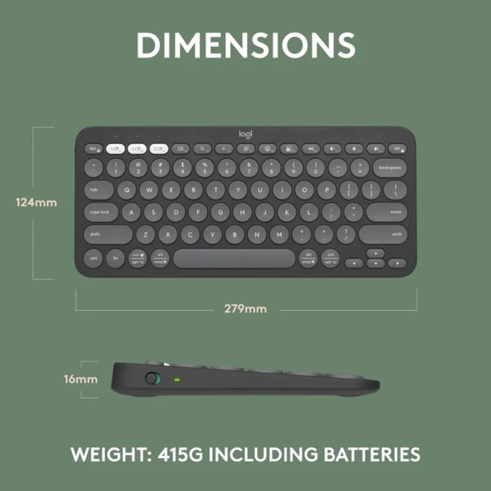 Logitech K380s Pebble Keys 2 Bluetooth Wireless Keyboard | Multi-Device Bluetooth | Easy-Switch | Quiet Typing | Up to 36-Month Battery Life