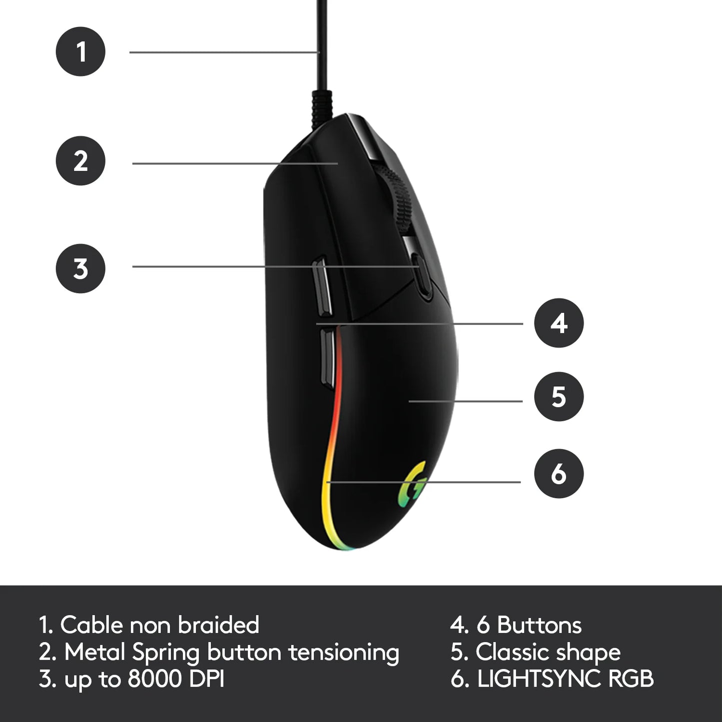 Logitech G102 LIGHTSYNC | RGB 6 Button Gaming Mouse