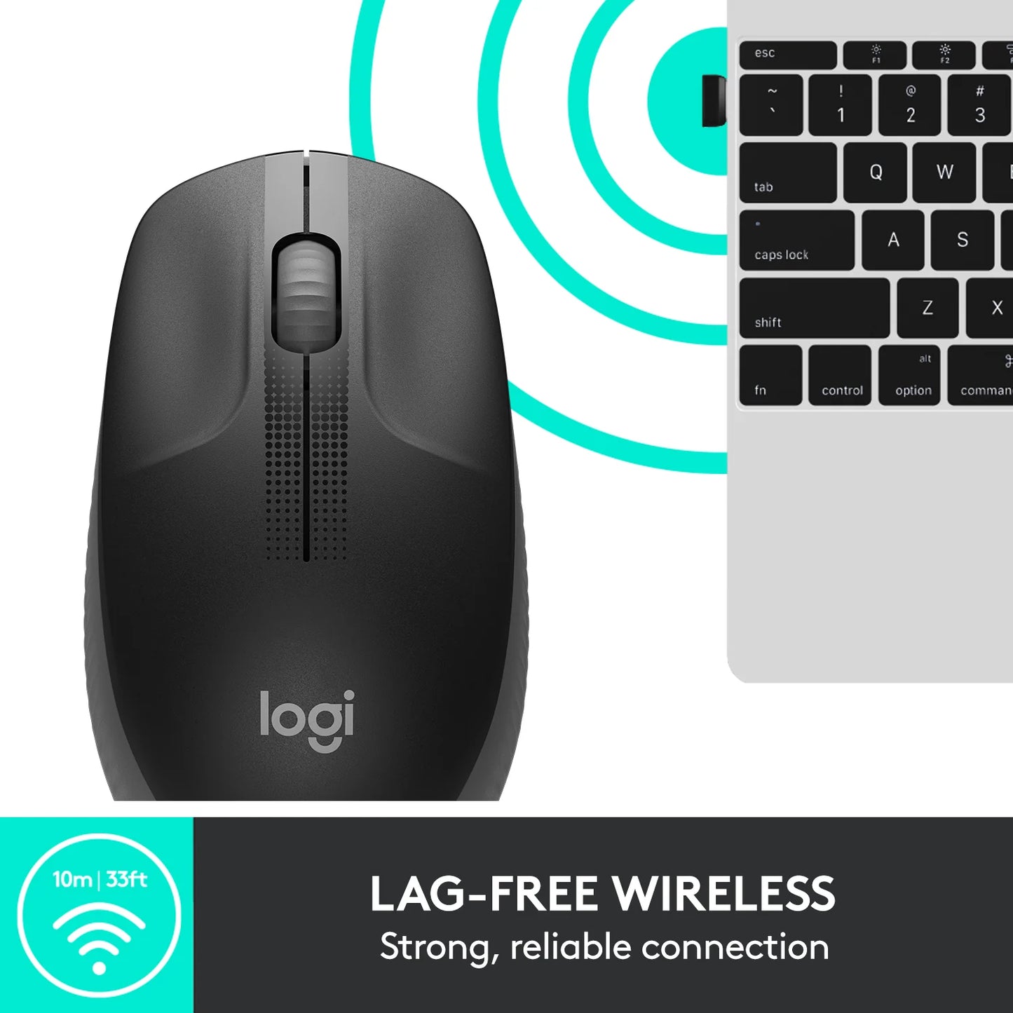 Logitech M190 | Wireless Mouse - Full Size Curve Design