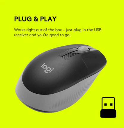 Logitech M190 | Wireless Mouse - Full Size Curve Design