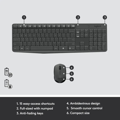 Logitech MK235 | Durable Wireless Keyboard and Mouse Combo