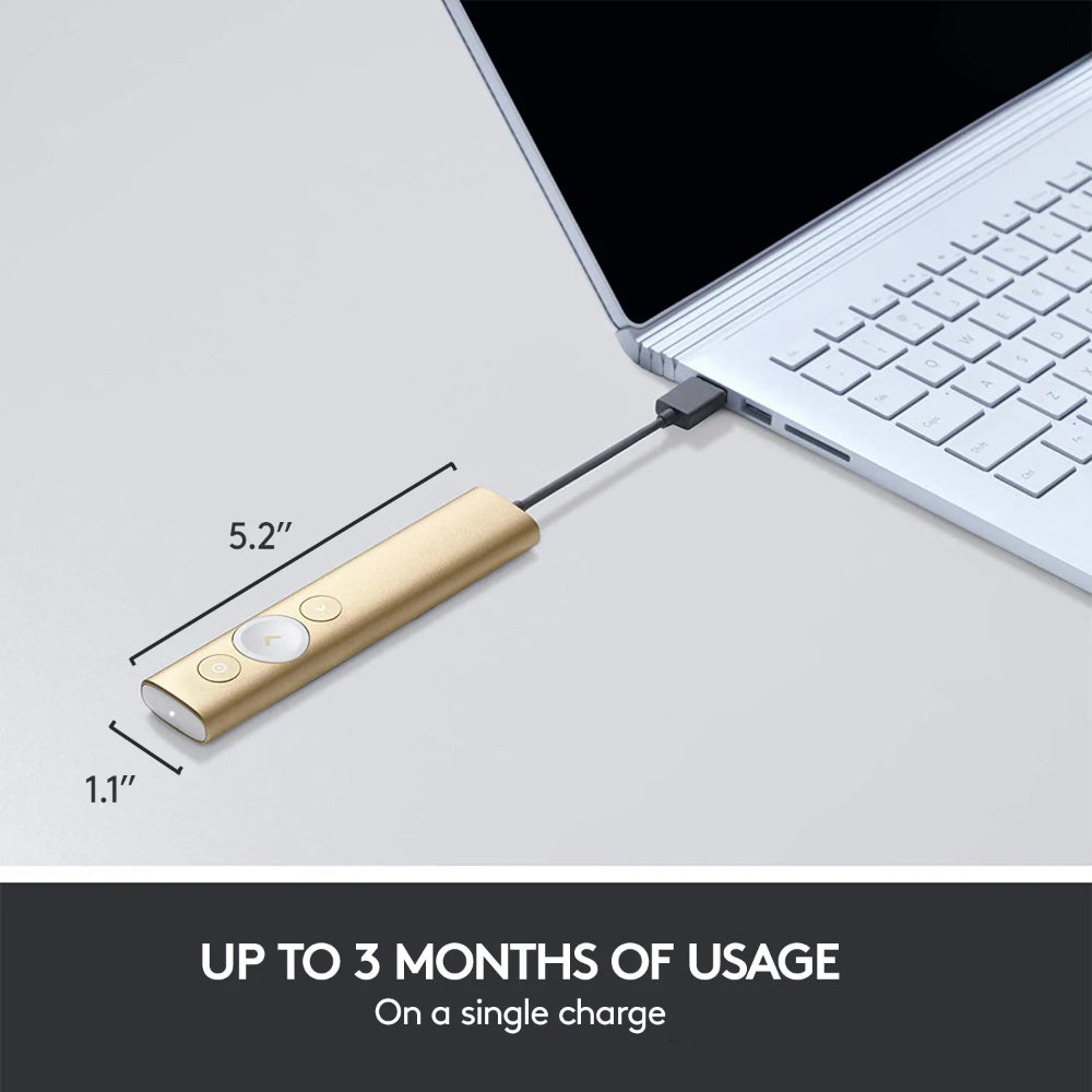 Logitech Spotlight | Advanced Wireless Presentation Remote | Silver & Gold