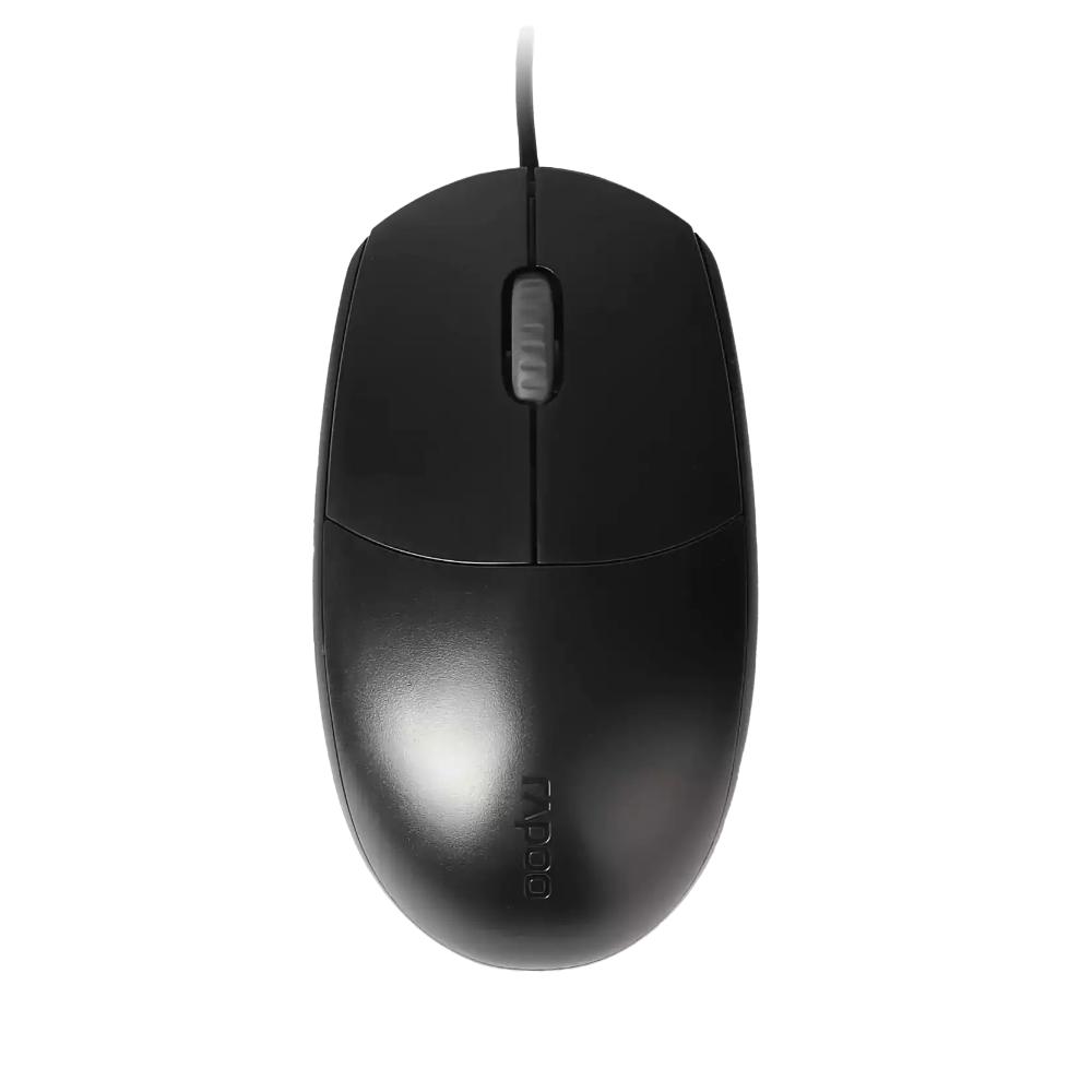 Rapoo N100 Wired Optical Mouse | 1600 DPI | USB Connectivity | Ambidextrous Design | Black
