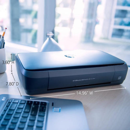 HP OfficeJet 250 Mobile All-in-One Printer | Print, Scan & Copy | Portable | Wi-Fi Direct | Bluetooth Smart | 10-Sheet ADF | 50-Sheet Input | Battery Powered