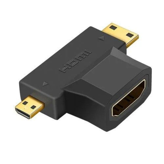 Onten HD708 | Micro HDMI + Mini HDMI to HDMI Converter | 4K@30Hz | Dual Input | Plug & Play | For DSLR, GoPro, Tablets, Raspberry Pi, Camcorders, Monitors, TVs