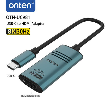 Onten UC981 | Thunderbolt 3 / USB-C to HDMI Adapter | 8K@30Hz | 4K@60Hz | Plug & Play | For MacBook Pro, Surface, Dell XPS, HP Spectre, USB-C Laptops/Tablets