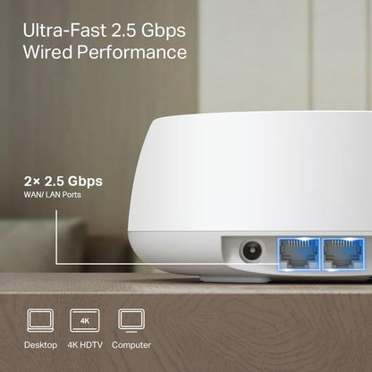TP-Link Deco BE25 | BE5000 WiFi 7 Mesh System | Dual-Band | 2.5Gbps Ports | Whole Home Coverage (3-Pack)