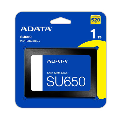 ADATA SU650 | 2.5" SATA SSD | 3D NAND Internal Solid State Drive | Up to 520MB/s | 256GB / 512GB / 1TB / 2TB