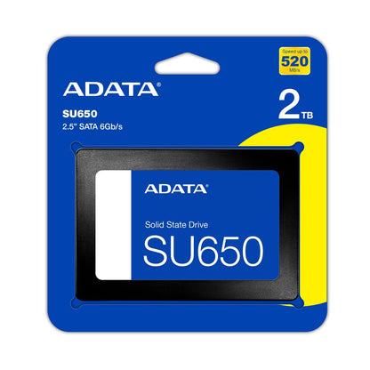 ADATA SU650 | 2.5" SATA SSD | 3D NAND Internal Solid State Drive | Up to 520MB/s | 256GB / 512GB / 1TB / 2TB