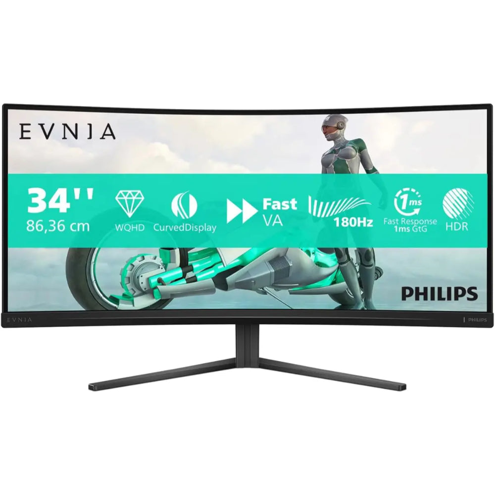 Philips Evnia 34M2C3500L | 34-inch WQHD Curved VA Gaming Monitor | 180Hz | FreeSync Premium | HDR10