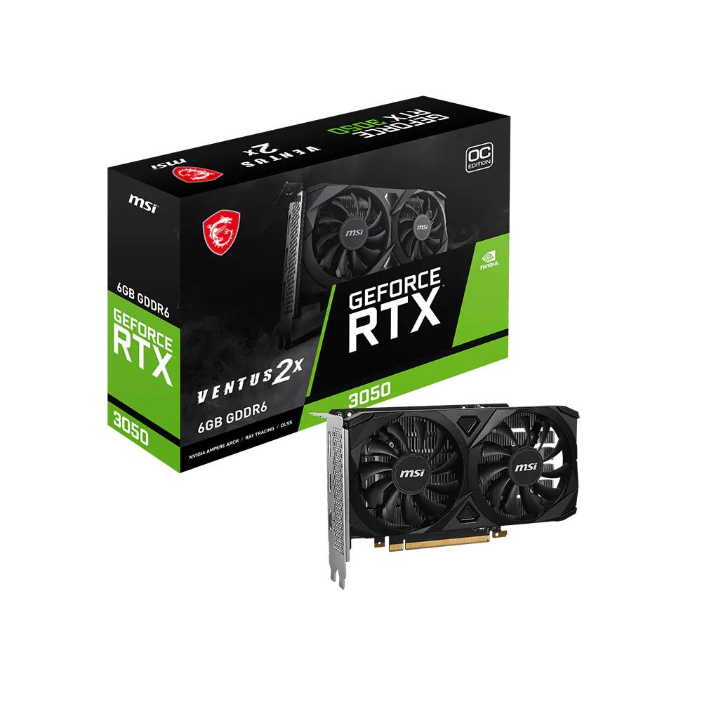 MSI GeForce RTX 3050 VENTUS 2X 6G OC Graphics Card | 6GB GDDR6 | 1492MHz Boost | 2304 CUDA Cores | PCIe 4.0 | Dual Fan | 96-bit