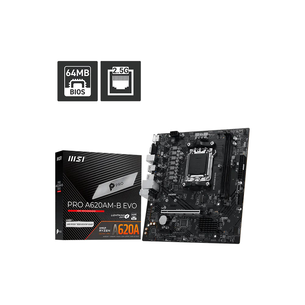 MSI PRO A620M‑B EVO | AMD A620 Chipset Motherboard (DDR5, Micro‑ATX)