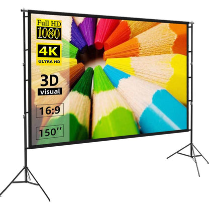 Speed-X Projector Screen 150-Inch | Tripod Portable Double Stand | 8×10 Feet | 4:3 Aspect Ratio