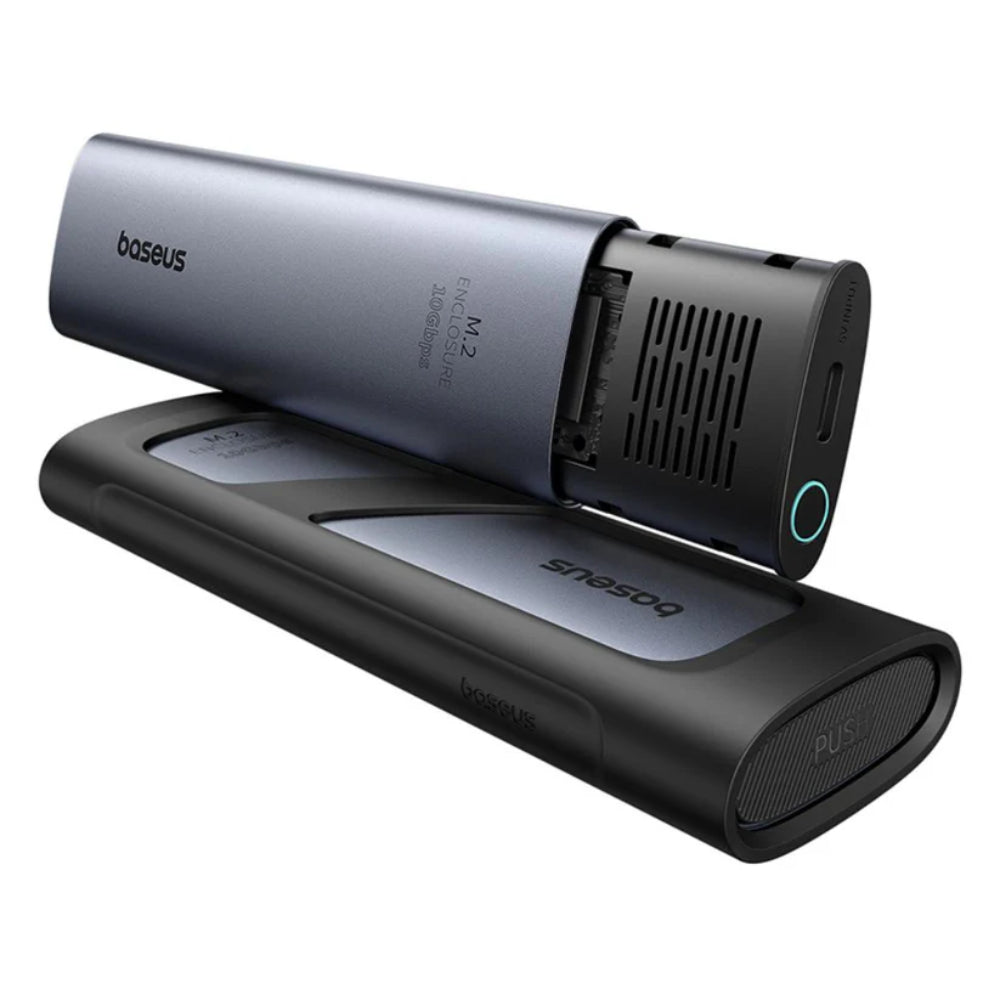 Baseus FlyJoy Series | SSD Enclosure | M.2 NVMe to USB-C | USB 3.2 Gen2 | 10Gbps Transfer | Tool-Free Installation | Aluminum Alloy | Thermal Pad Included | Space Grey | For M-Key NVMe SSDs