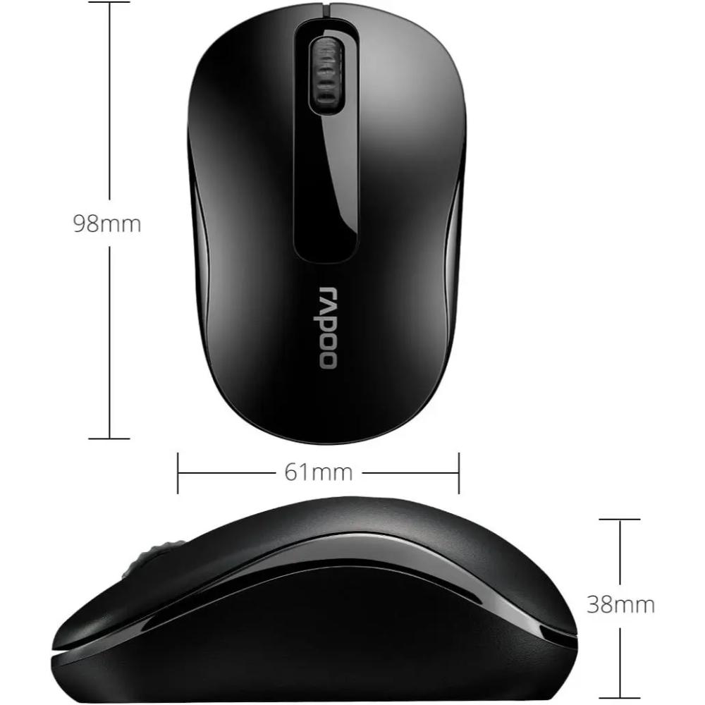 Rapoo M10 Plus Wireless Optical Mouse, Black and White
