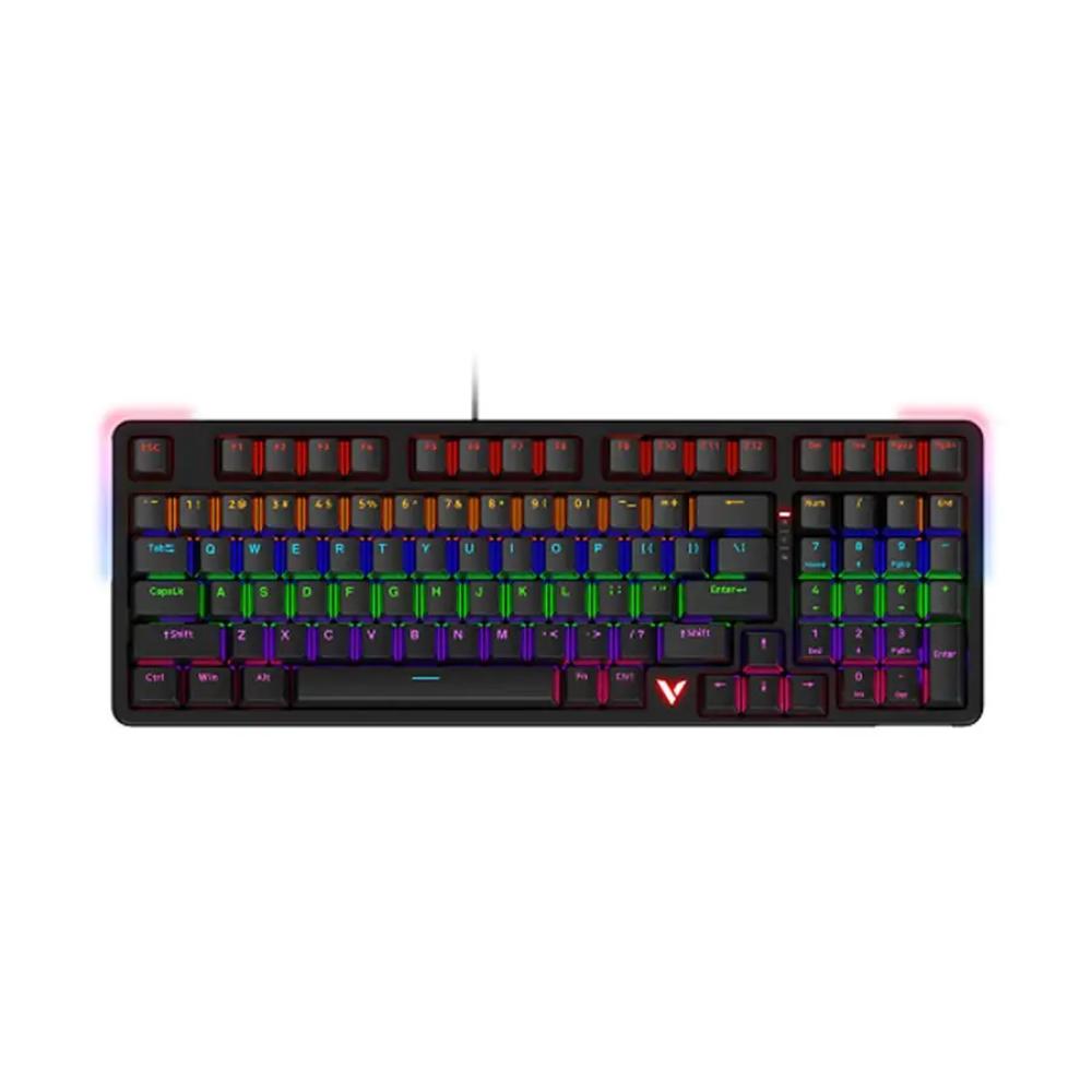 Rapoo V500 PRO-98 Mechanical Gaming Keyboard | 98-Key Compact Layout | Red Mechanical Switches | Customizable RGB Backlighting | Full-Key Anti-Ghosting | Wired USB | Black