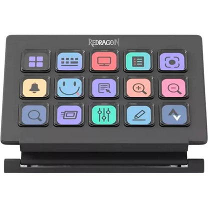 Redragon SS-550 Streamcraft Stream Controller | 15 Customizable LCD Keys | 6 Profiles | USB Connection | Windows & macOS