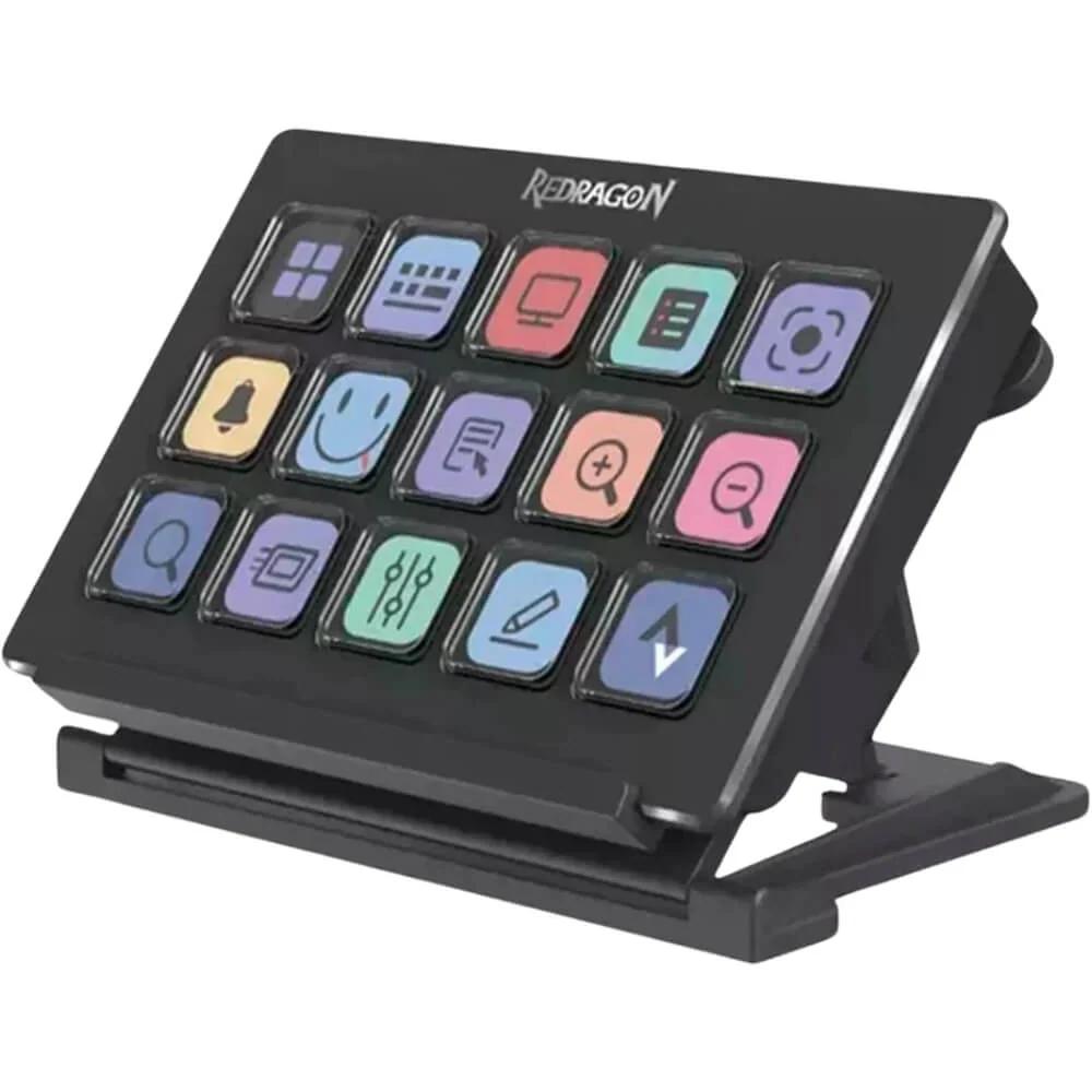 Redragon SS-550 Streamcraft Stream Controller | 15 Customizable LCD Keys | 6 Profiles | USB Connection | Windows & macOS