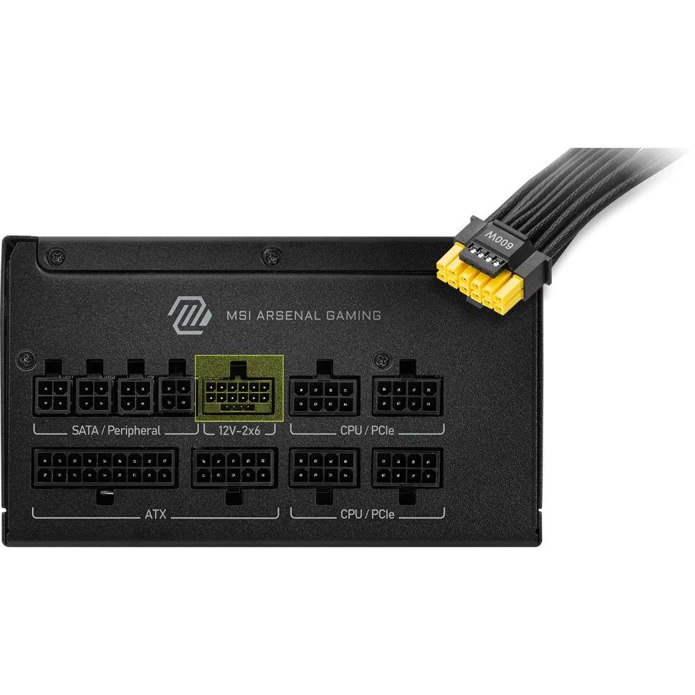 MSI MAG A1000GLS PCIE5 1000W Power Supply | ATX 3.1 | PCIe 5.1 | Native 12V-2x6 | 80 PLUS Gold | RTX 50 Series Ready