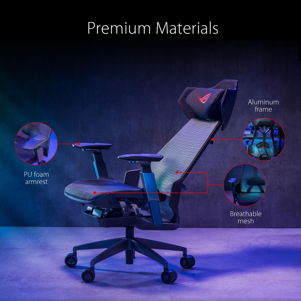 ASUS ROG Destrier Ergo Gaming Chair | Ergonomic Mesh | 3D 360° Armrests | Acoustic Panel | Mobile Gaming Mode | 150kg Capacity