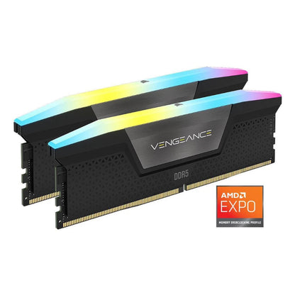 CORSAIR Vengeance RGB DDR5 RAM 64GB (2x32GB) | 6000MHz | PC5-48000 | Intel XMP 3.0 | Desktop Memory – Black
