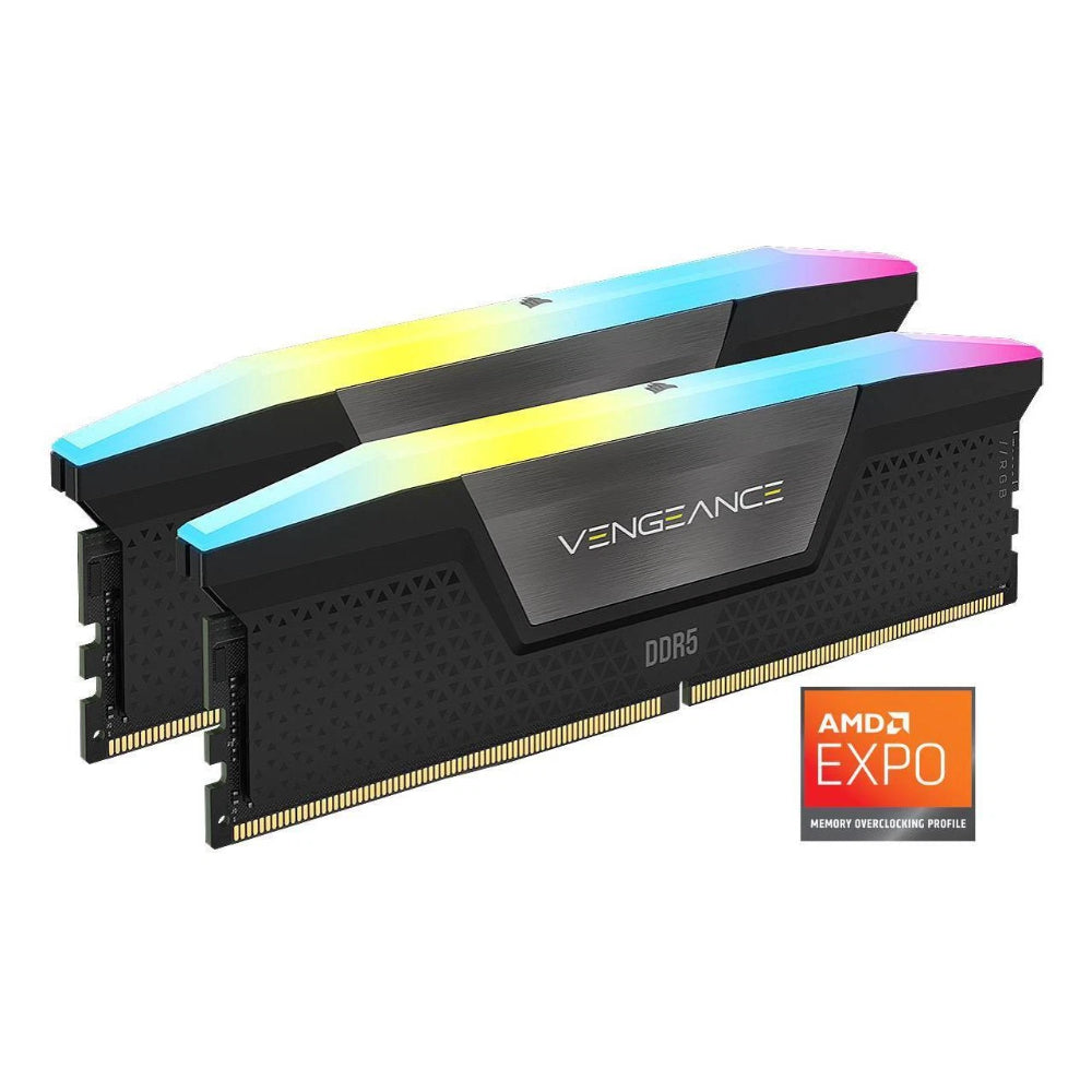 CORSAIR Vengeance RGB DDR5 RAM 32GB (2x16GB) | 6000MHz | CL38 | AMD EXPO & Intel XMP 3.0 | Grey/Black (CMH32GX5M1E6000Z38)