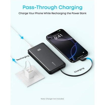 Anker Zolo Power Bank A110DP11 | 10000mAh 22.5W Fast Charging Power Bank with Built-In USB-C Cable