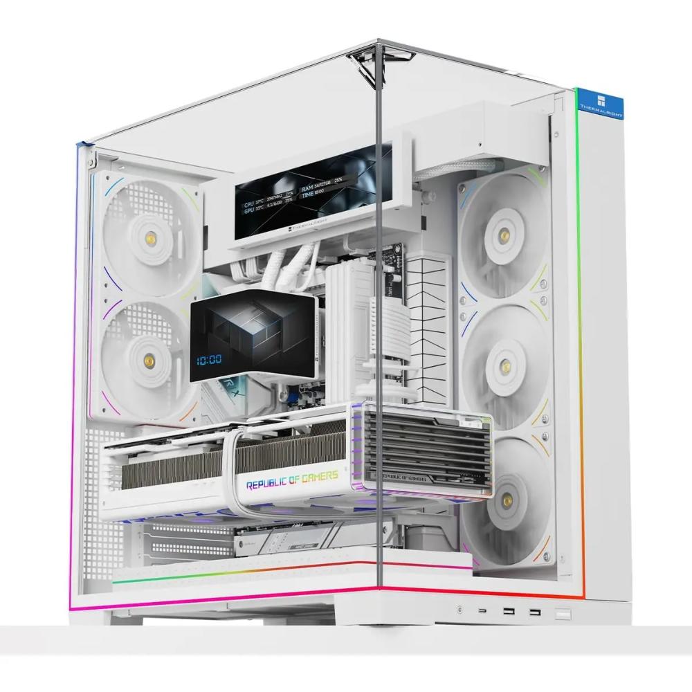 Thermalright A70 Vision ATX Gaming Case White | 270° Panoramic Glass | 9.16-inch LCD Display | 8x 120mm Fan Mounts | 420mm+ GPU Support | Type-C 10Gbps