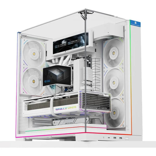 Thermalright A70 Vision ATX Gaming Case White | 270° Panoramic Glass | 9.16-inch LCD Display | 8x 120mm Fan Mounts | 420mm+ GPU Support | Type-C 10Gbps