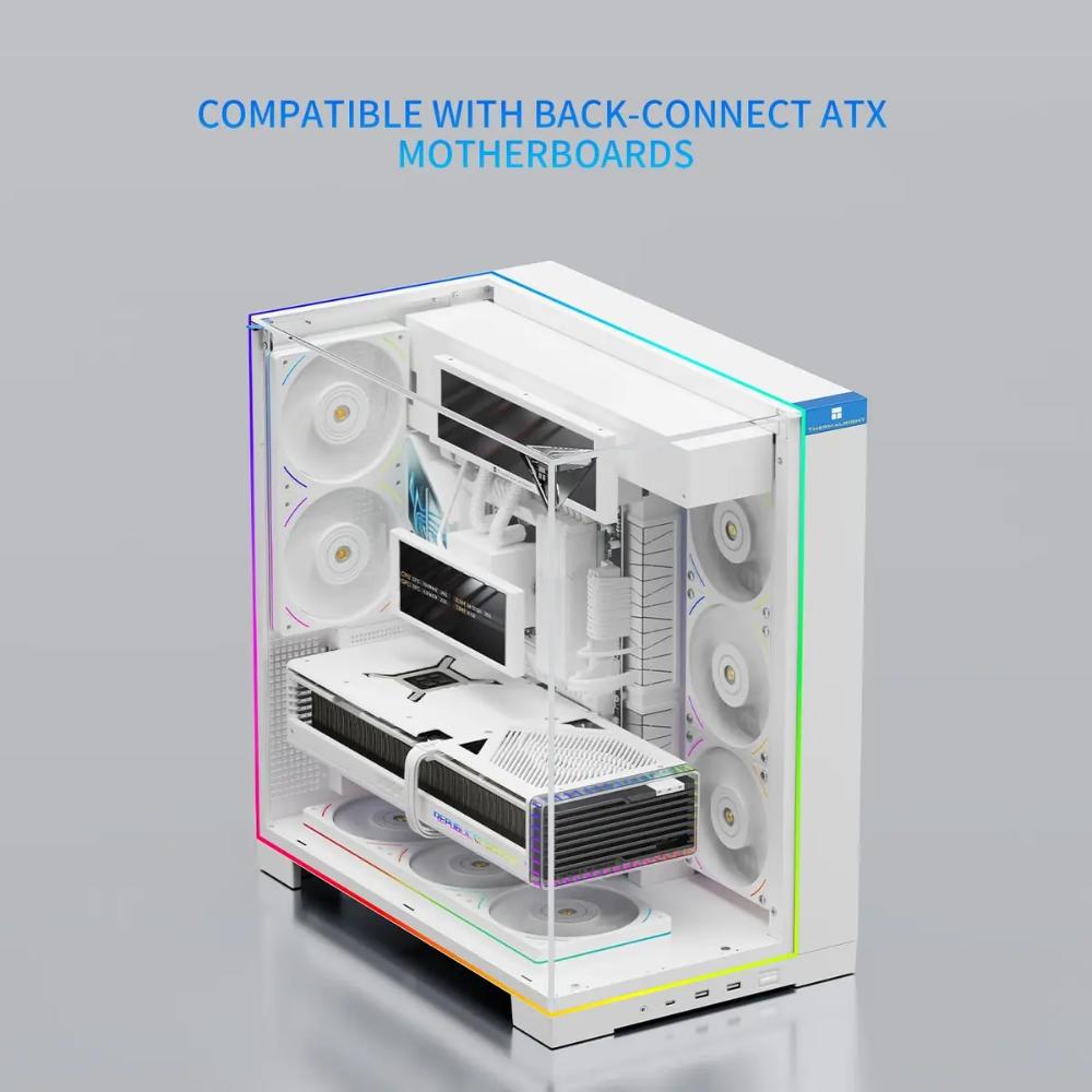 Thermalright A70 Vision ATX Gaming Case White | 270° Panoramic Glass | 9.16-inch LCD Display | 8x 120mm Fan Mounts | 420mm+ GPU Support | Type-C 10Gbps