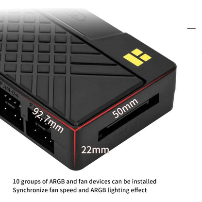 Thermalright ARGB and Fan Hub X10 Black | 10-Port PWM Fan & ARGB Controller | 10× PWM + 10× ARGB Headers | SATA Powered | 500mm Cable