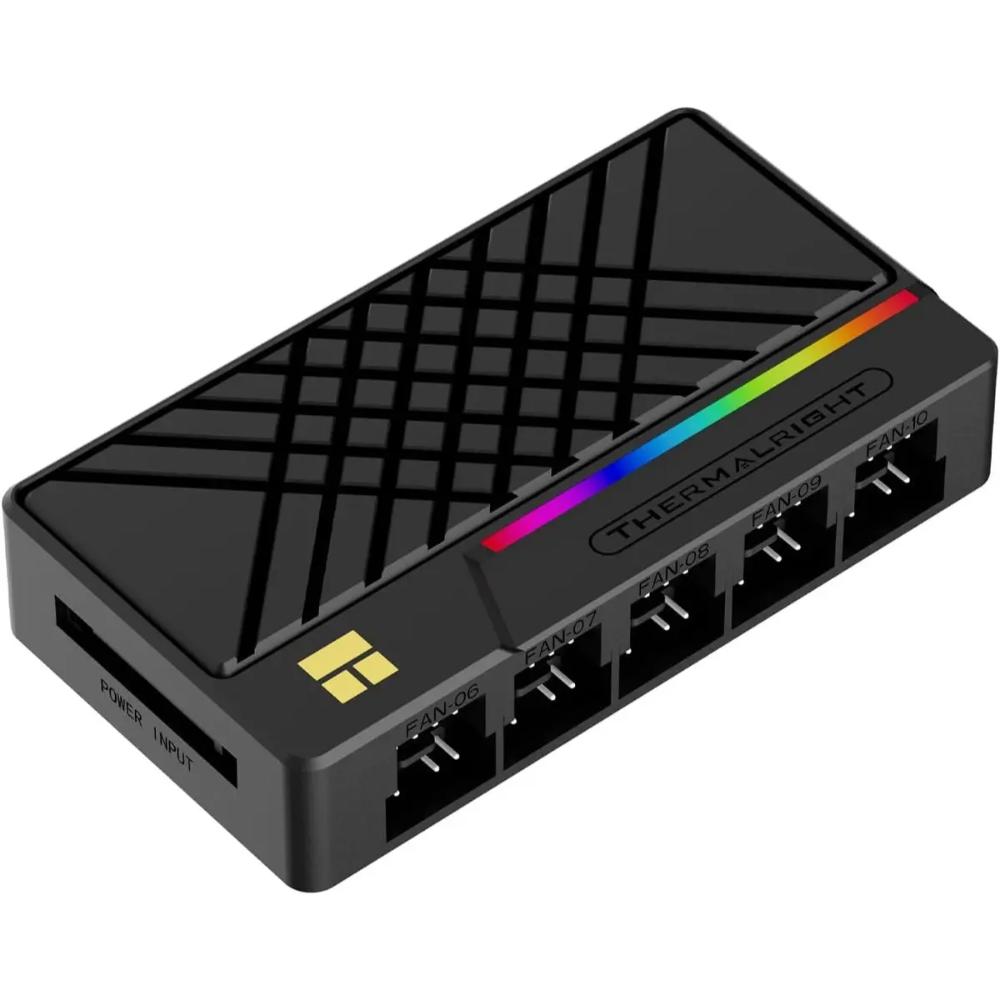 Thermalright ARGB and Fan Hub X10 Black | 10-Port PWM Fan & ARGB Controller | 10× PWM + 10× ARGB Headers | SATA Powered | 500mm Cable