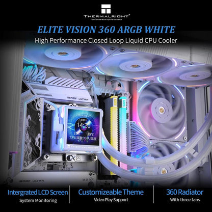 Thermalright Elite Vision 360 Black & White ARGB LCD 360mm AIO Liquid CPU Cooler | 2.73" IPS LCD | 320×320 Resolution
