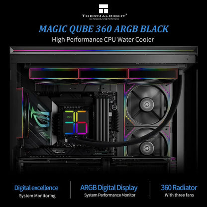Thermalright Magic QUBE 360 ARGB White & Black 360mm AIO Liquid CPU Cooler | Digital ARGB Screen | Wireless Splice 3-Fan Design