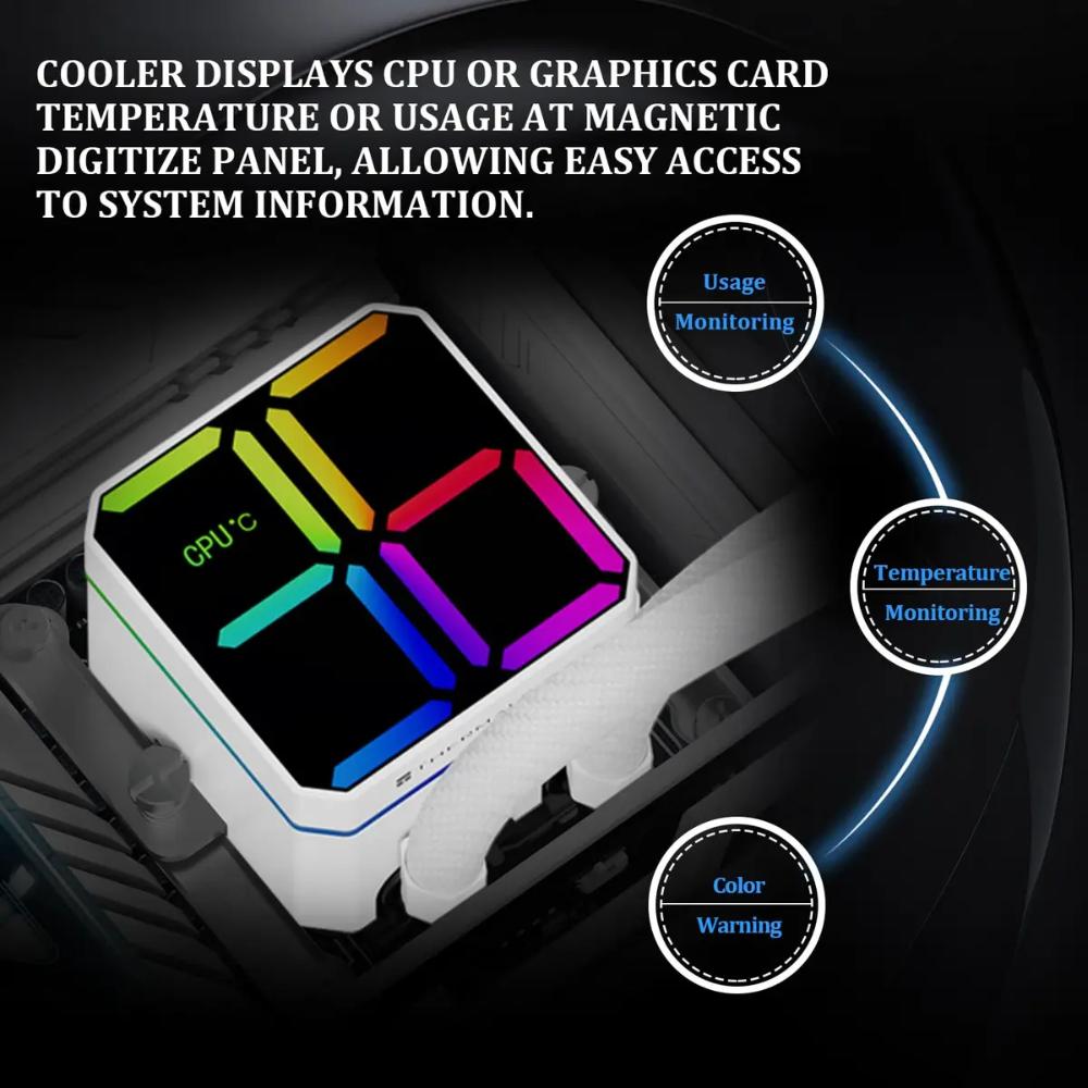 Thermalright Magic QUBE 360 ARGB White & Black 360mm AIO Liquid CPU Cooler | Digital ARGB Screen | Wireless Splice 3-Fan Design