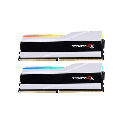 G Skill Trident Z5 RGB DDR5 Desktop Memory | 32GB (2x16GB) Kit | 6000MT/s | CL36-36-36-96 | 1.35V | Intel XMP | Metallic Silver / Matte Black / Matte White
