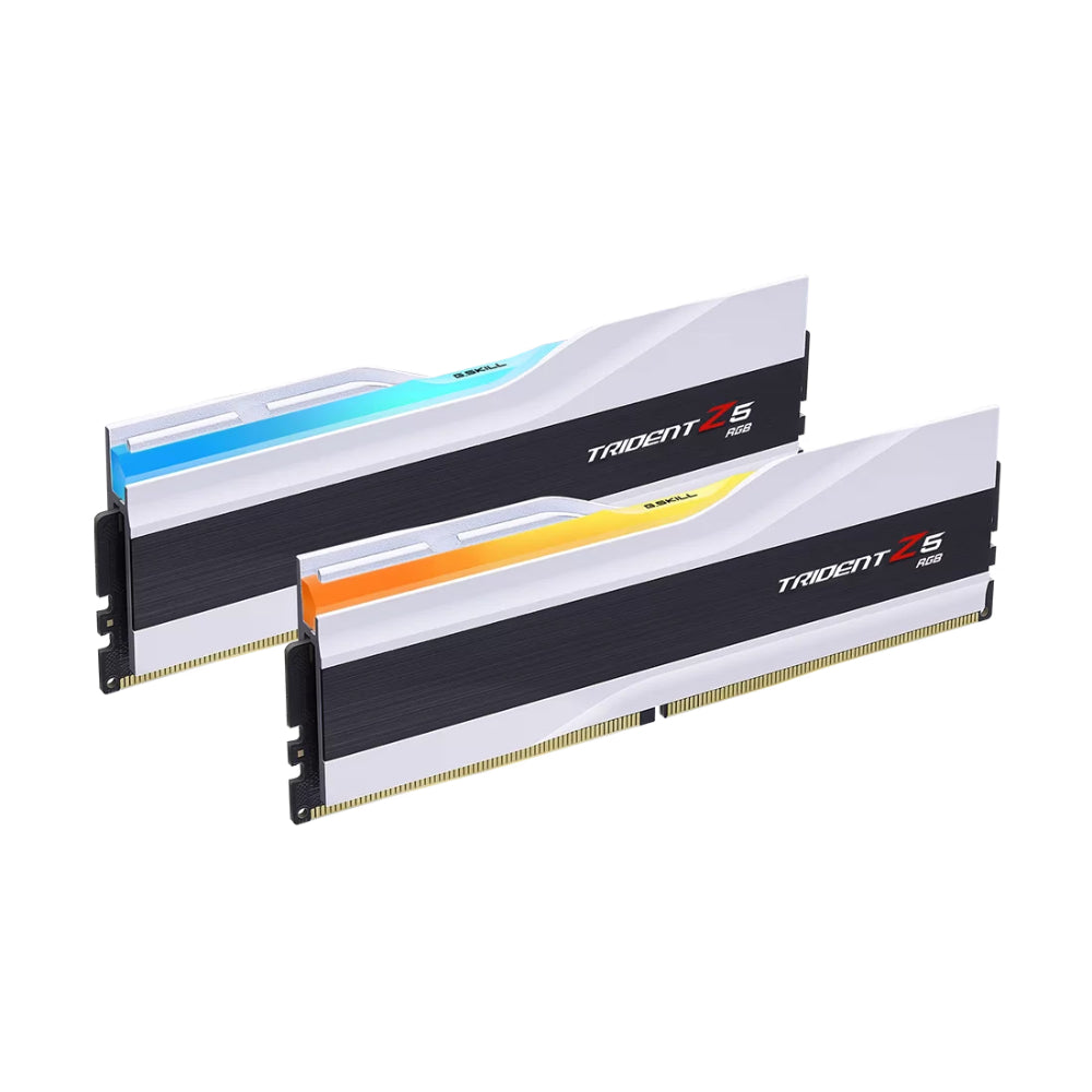 G Skill Trident Z5 RGB DDR5 Desktop Memory | 32GB (2x16GB) Kit | 6000MT/s | CL36-36-36-96 | 1.35V | Intel XMP | Metallic Silver / Matte Black / Matte White