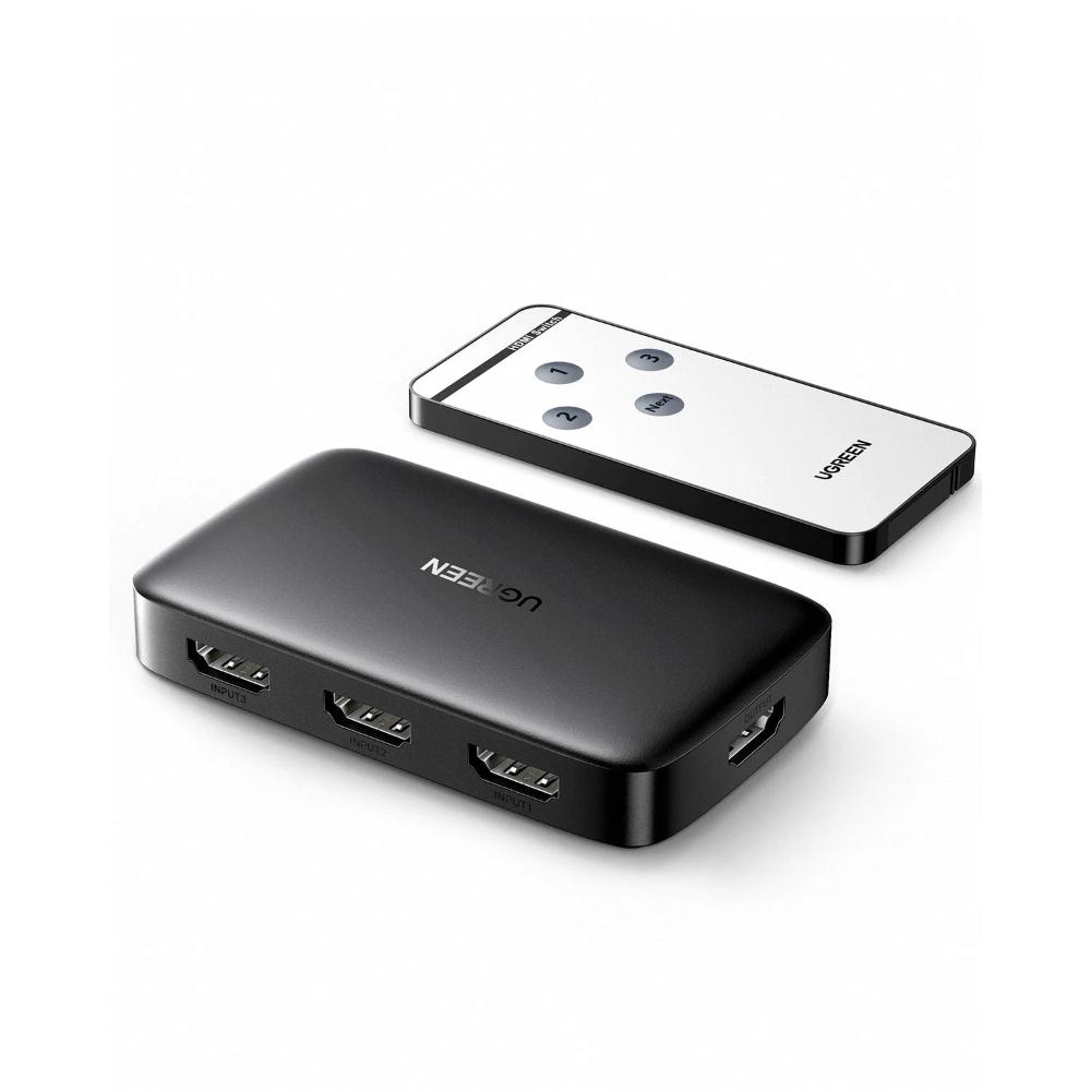 UGREEN 80125 | HDMI Switch 3 In 1 Out | 4K@30Hz | IR Remote Control | HDMI 1.4 | Plug & Play | Gold-Plated | Black