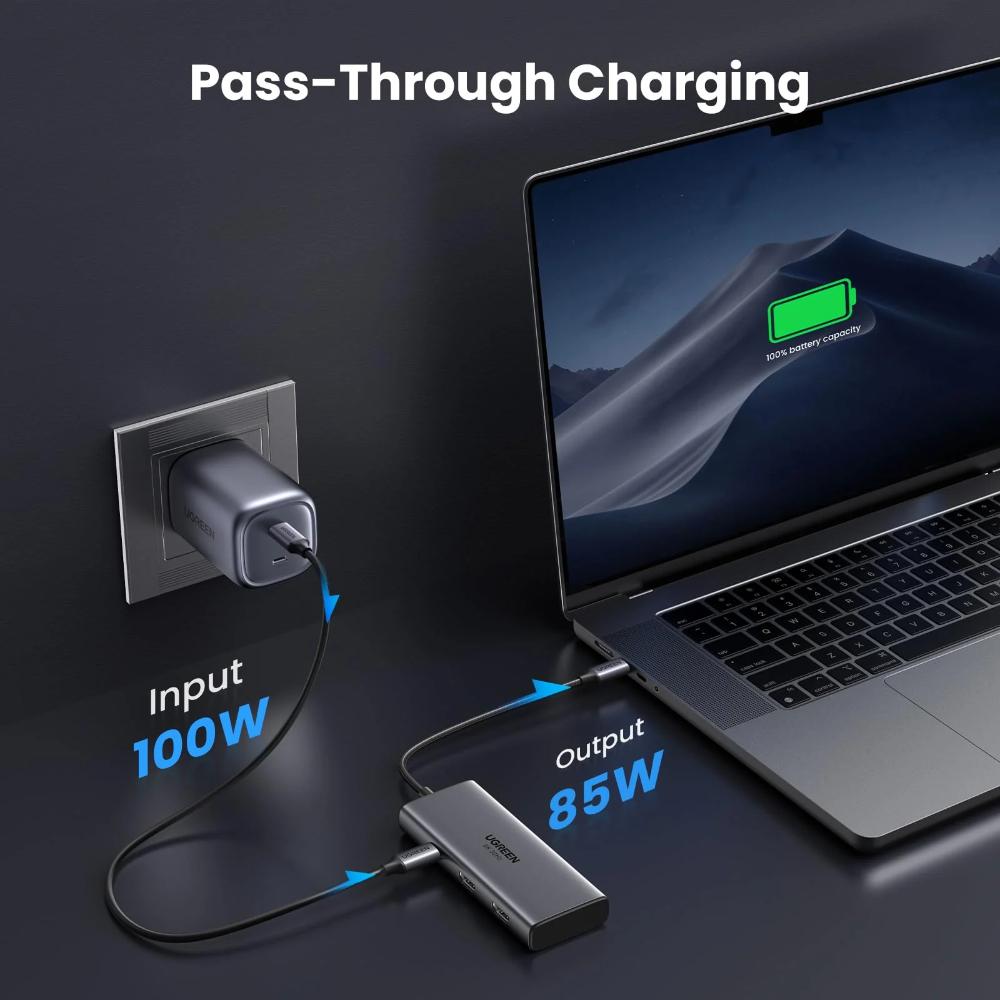 UGREEN CM498 Revodok 206 | 6-in-1 USB-C Hub | Dual HDMI (8K/4K) | USB-A 3.0 | USB-C 3.0 | 100W PD | Model 15852