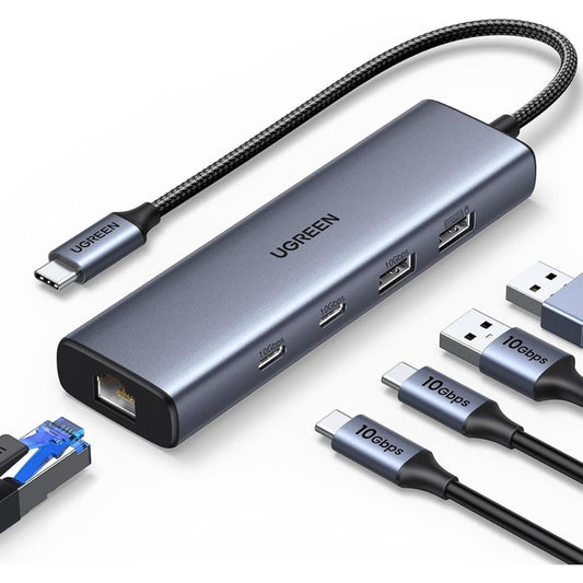 UGREEN 45320 6‑in‑1 USB‑C Converter | Multi‑Port Hub with Gigabit Ethernet & PD Charging