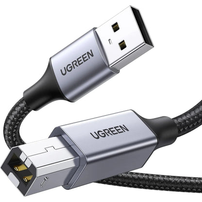 UGREEN 80803 | USB to Printer Cable | USB-A to USB-B | Braided | 2M Length | Black | 480Mbps Transfer Rate | Gold-Plated Connectors | For Printer, Scanner, DAC, Audio Interface