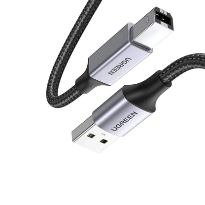 UGREEN 80803 | USB to Printer Cable | USB-A to USB-B | Braided | 2M Length | Black | 480Mbps Transfer Rate | Gold-Plated Connectors | For Printer, Scanner, DAC, Audio Interface