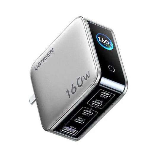 UGREEN 65635 | 160W Digital Display Wall Charger with Cable (4×USB‑C + 1×USB‑A)