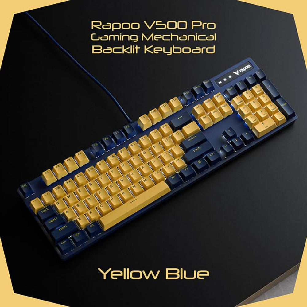 Rapoo V500PRO TM Mechanical Gaming Keyboard | Full Size 104 Keys | RGB Backlit | PBT Keycaps | Programmable