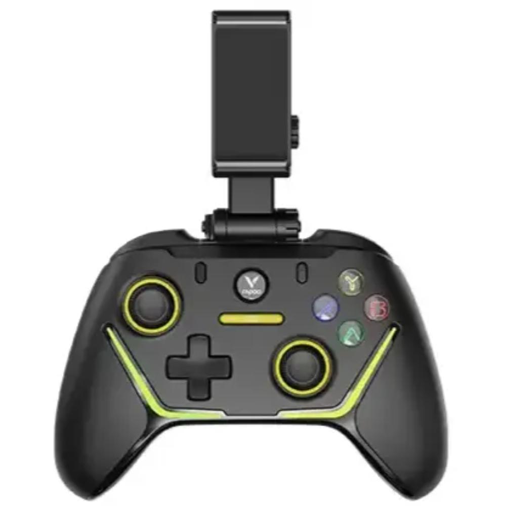 Rapoo V610M Multi-Mode Vibration Gamepad | Bluetooth, 2.4GHz Wireless & Wired | RGB Lighting | 1000mAh Rechargeable Battery | Black
