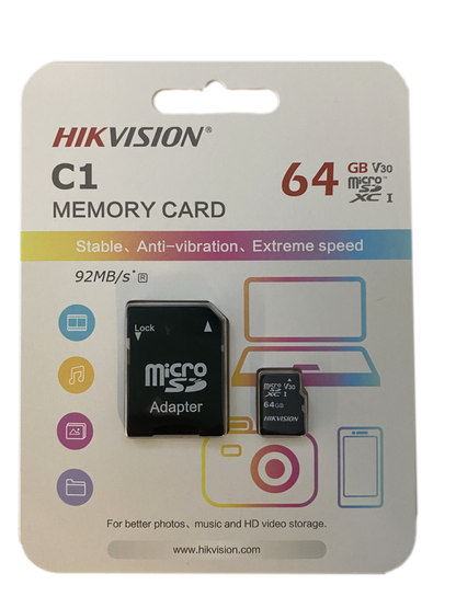 Hikvision C1 64Gb Micro SD Memory Card + Adaptor 92 MB/s