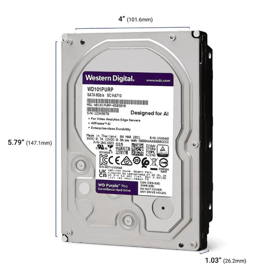 WD Purple Pro 3.5-Inch Surveillance HDD – SATA 6Gb/s, 7200 RPM, Up to 26TB