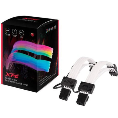 XPG PRIME ARGB VGA Extension Cable|24cm|16-Pin PCIe|ARGB Lighting|High-Density Sleeving|GPU Aesthetic Upgrade|Black