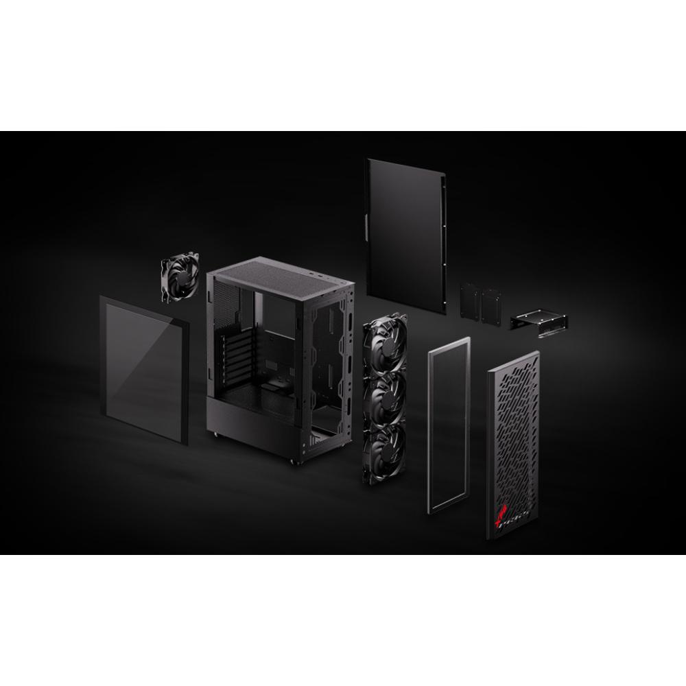 XPG VALOR AIR Plus Mid-Tower Gaming Case Black | ATX Support, 4x ARGB Fans, Tempered Glass Panel
